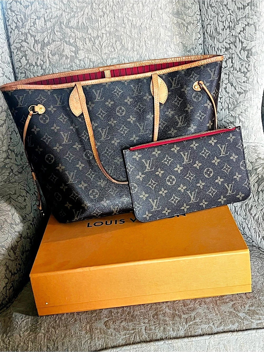 Louis Vuitton Neverfull MM Monogram Pivoine Tote Brown & Black